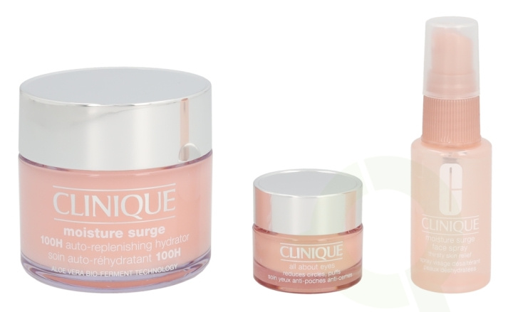 Clinique Moisture Surge Set 170 ml Moisture Surge 100H 125ml/All About Eyes 15ml/Moisture Surge Face Spray 30ml ryhmässä KAUNEUS JA TERVEYS / Lahjapakkaukset / Naisten lahjapakkaukset @ TP E-commerce Nordic AB (C50298)