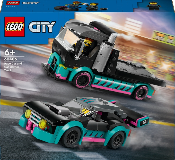 LEGO City Great Vehicles 60406 - Kilpa-auto ja autonkuljetusauto ryhmässä LELUT, TUOTTEET LAPSILLE JA VAUVOILLE / Leikkikalut, Askartelu &Pelit / Rakennuslelut / Lego @ TP E-commerce Nordic AB (C52201)