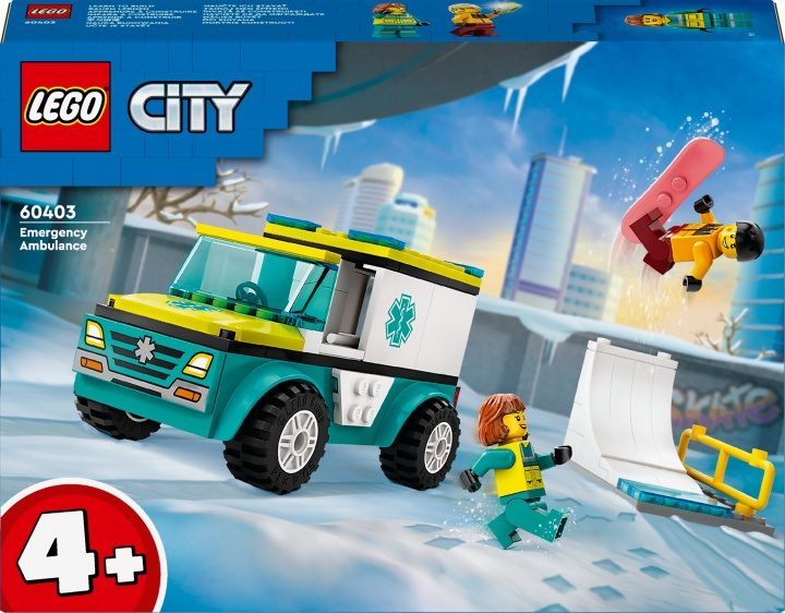 LEGO City Great Vehicles 60403 - Ambulanssi ja lumilautailija ryhmässä LELUT, TUOTTEET LAPSILLE JA VAUVOILLE / Leikkikalut, Askartelu &Pelit / Rakennuslelut / Lego @ TP E-commerce Nordic AB (C52224)