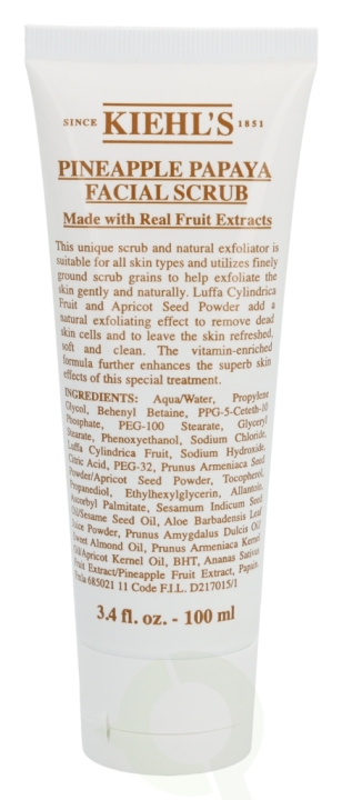 Kiehls Kiehl\'s Pineapple Papaya Facial Scrub 100 ml All Skin Types ryhmässä KAUNEUS JA TERVEYS / Ihonhoito / Kasvot / Kuorinta @ TP E-commerce Nordic AB (C52495)