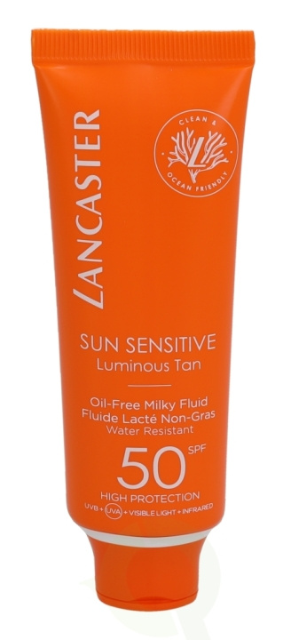 Lancaster Sun Sensitive Oil-Free Milky Fluid SPF50 50 ml Water Resistant ryhmässä KAUNEUS JA TERVEYS / Ihonhoito / Rusketus / Aurinkosuoja @ TP E-commerce Nordic AB (C52731)