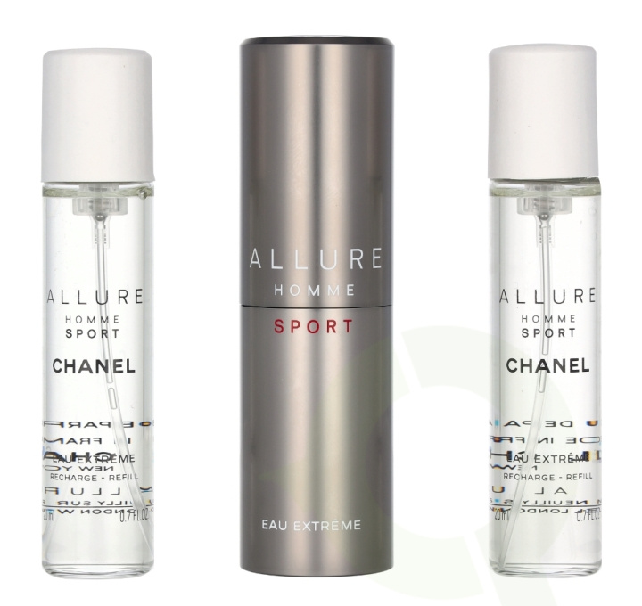 Chanel Allure Homme Sport Eau Extreme Giftset 60 ml Travel Spray Edp Spray 20ml/2x Refill Edp 20ml - Twist and Spray ryhmässä KAUNEUS JA TERVEYS / Lahjapakkaukset / Miesten lahjapakkaukset @ TP E-commerce Nordic AB (C53170)