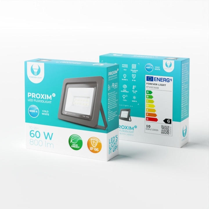 Forever Light PROXIM II - LED-valonheitin, 10W |6000K| IP66 ryhmässä KOTI, TALOUS JA PUUTARHA / Sähkö & Valaistus / Ulkovalaistus / LED-valonheitin @ TP E-commerce Nordic AB (C53922)