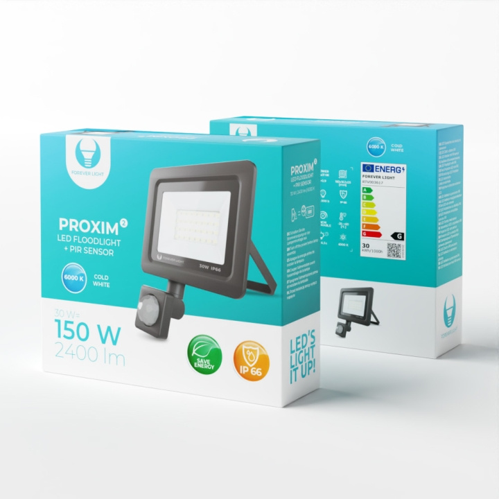 Forever Light PROXIM II - LED-valonheitin liiketunnistimella, 30W |6000K| IP66 ryhmässä KOTI, TALOUS JA PUUTARHA / Sähkö & Valaistus / Ulkovalaistus / LED-valonheitin @ TP E-commerce Nordic AB (C53924)