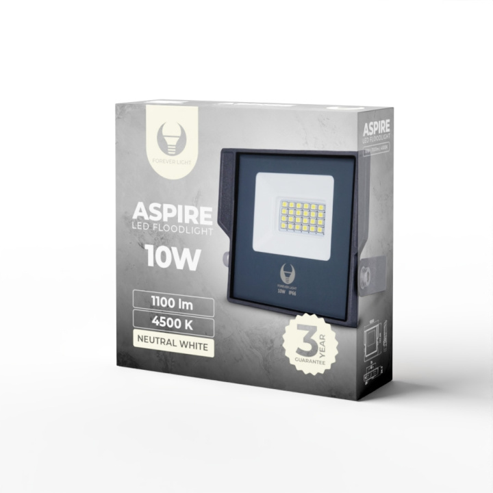 Forever Light ASPIRE - LED-valonheitin, 10W, 4500K, 1100lm, 230V ryhmässä KOTI, TALOUS JA PUUTARHA / Sähkö & Valaistus / Ulkovalaistus / LED-valonheitin @ TP E-commerce Nordic AB (C53927)