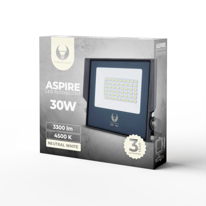 Forever Light ASPIRE - LED-Strålkastare, 30W, 4500K, 3300lm, 230V ryhmässä KOTI, TALOUS JA PUUTARHA / Sähkö & Valaistus / Ulkovalaistus / LED-valonheitin @ TP E-commerce Nordic AB (C53929)