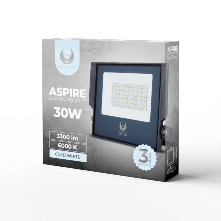 Forever Light ASPIRE - LED-Strålkastare, 30W, 6000K, 3300lm, 230V ryhmässä KOTI, TALOUS JA PUUTARHA / Sähkö & Valaistus / Ulkovalaistus / LED-valonheitin @ TP E-commerce Nordic AB (C53930)