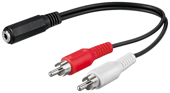 Goobay Äänikaapelisovitin 3,5 mm:n pistoke RCA-pistokkeeseen Tassu 3,5 mm:n pistoke (3-nastainen, stereo) > 2x RCA-pistoke (audio vasen/oikea) ryhmässä KODINELEKTRONIIKKA / Kaapelit & Sovittimet / Analoginen ääni / Sovittimet @ TP E-commerce Nordic AB (C54125)