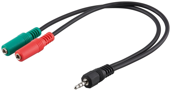 Goobay Adapter för PC-headset, 1x 3,5 mm AUX 4-pin till 2x 3,5 mm AUX 3-pin Pawl 3,5 mm plugg (4-pin, Stereo) > 2x haken 3,5 mmuttag (3-pin, stereo) ryhmässä KODINELEKTRONIIKKA / Kaapelit & Sovittimet / Analoginen ääni / Sovittimet @ TP E-commerce Nordic AB (C54128)