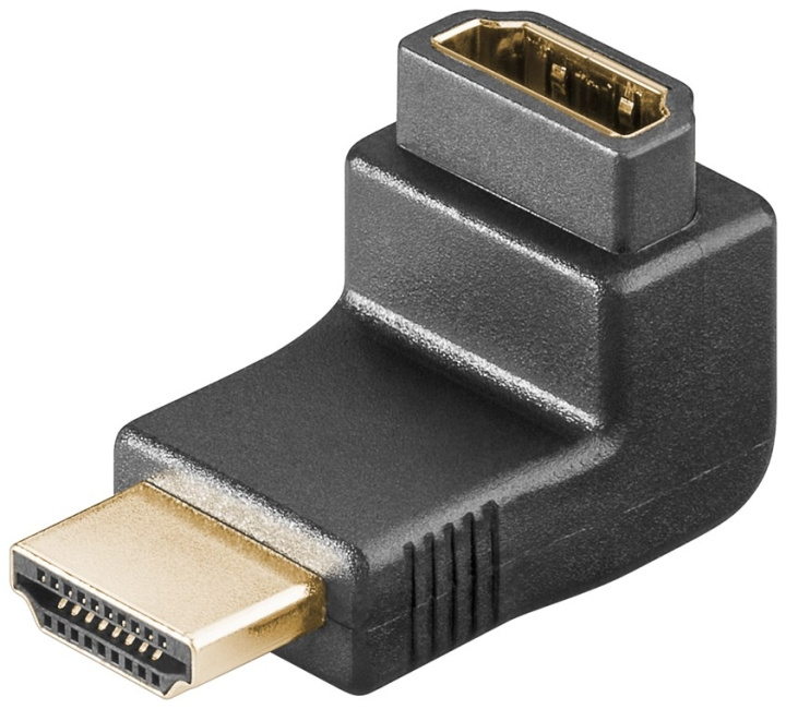 Goobay HDMI™ vinkeladapter 90°, guldpläterad, 8K @ 60 Hz HDMI™-uttag (typ A) > HDMI™ kontakt (typ A) 90 ° ryhmässä KODINELEKTRONIIKKA / Kaapelit & Sovittimet / HDMI / Sovittimet @ TP E-commerce Nordic AB (C54159)