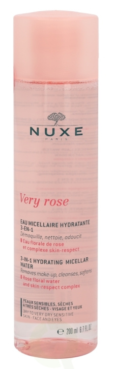 Nuxe Very Rose 3-In-1 Hydrating Micellar Water 200 ml Dry To Very Dry Sensitive Skin - Face And Eyes ryhmässä KAUNEUS JA TERVEYS / Ihonhoito / Kasvot / Kasvovesi ja Facemist @ TP E-commerce Nordic AB (C54299)