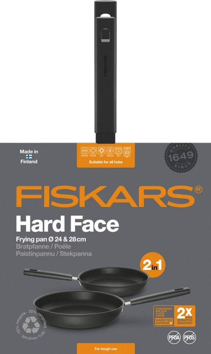 Fiskars Hard Face -paistinpannusetti, 24 cm + 28 cm ryhmässä KOTI, TALOUS JA PUUTARHA / Keittiövälineet / Paistinpannut @ TP E-commerce Nordic AB (C55225)