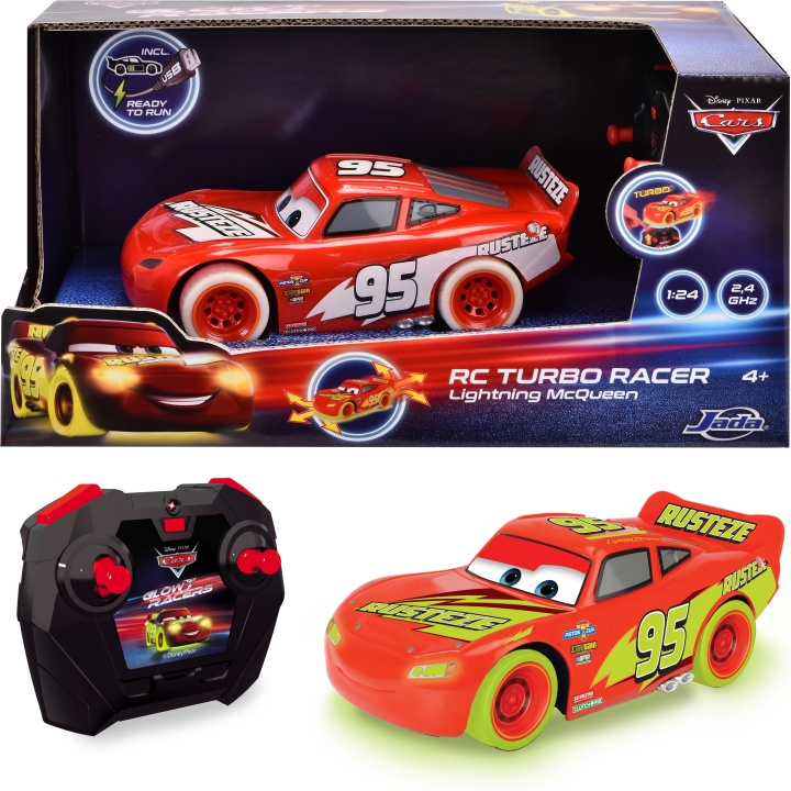 Jada RC Disney Cars Glow Racers -kauko-ohjattava auto, Salama McQueen ryhmässä LELUT, TUOTTEET LAPSILLE JA VAUVOILLE / Radio-ohjattava / Radio-ohjattavat autot @ TP E-commerce Nordic AB (C55407)
