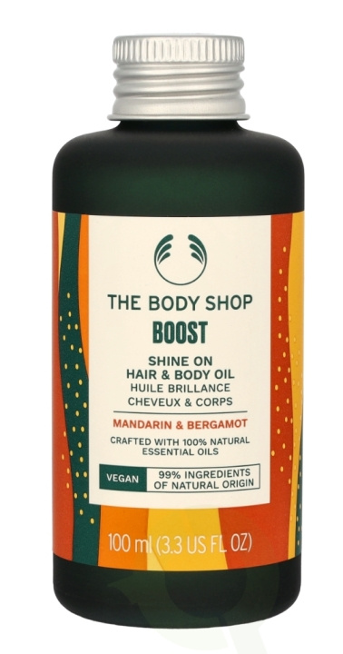 The Body Shop Boost Shine On Hair & Body Oil 100 ml Mandarin & Bergamot ryhmässä KAUNEUS JA TERVEYS / Hiukset &Stailaus / Hiustenhoito / Hiusöljy @ TP E-commerce Nordic AB (C56367)