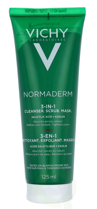 Vichy Normaderm Cleanser 3 In 1 Acne Treatment 125 ml Scrub+ Cleanser+ Mask, Sensitive Skin ryhmässä KAUNEUS JA TERVEYS / Ihonhoito / Kasvot / Puhdistus @ TP E-commerce Nordic AB (C56621)