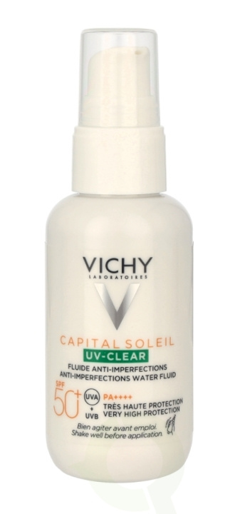 Vichy Capital Soleil UV Clear Anti-Imperfections Water SPF50 40 ml ryhmässä KAUNEUS JA TERVEYS / Ihonhoito / Rusketus / Aurinkosuoja @ TP E-commerce Nordic AB (C56680)