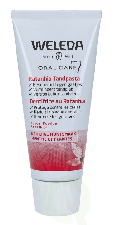 Weleda Ratanhia Toothpaste 75 ml ryhmässä KAUNEUS JA TERVEYS / Suunhoito / Valkaisutuotteet @ TP E-commerce Nordic AB (C56766)