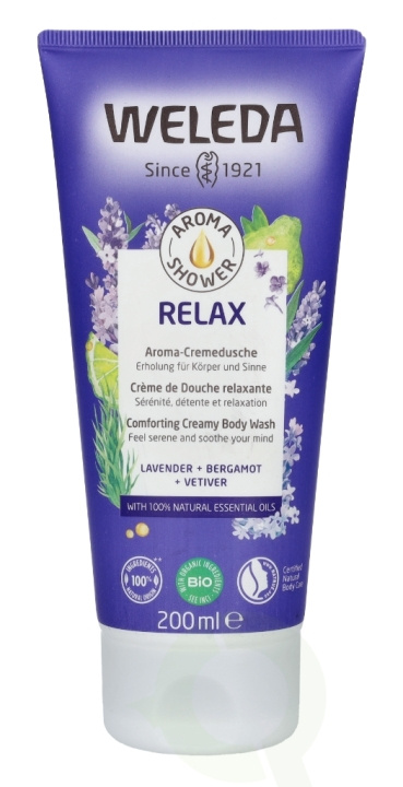 Weleda Aroma Relax Shower Cream 200 ml Comforting Creamy Body Wash, Lavender + Bergamot + Vetiver ryhmässä KAUNEUS JA TERVEYS / Ihonhoito / Kehon hoito / Kylpy- ja suihkugeelit @ TP E-commerce Nordic AB (C56773)