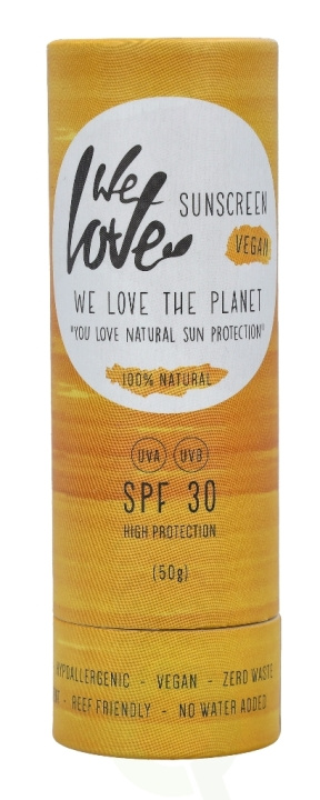 We Love The Planet Vegan Sunscreen Stick SPF30 50 gr ryhmässä KAUNEUS JA TERVEYS / Ihonhoito / Rusketus / Aurinkosuoja @ TP E-commerce Nordic AB (C56775)