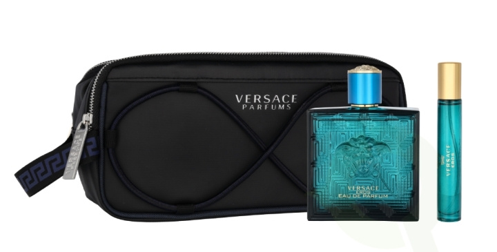 Versace Eros Pour Homme Giftset 110 ml Edp Spray 100ml/Edp Spray 10ml/Toiletbag ryhmässä KAUNEUS JA TERVEYS / Lahjapakkaukset / Miesten lahjapakkaukset @ TP E-commerce Nordic AB (C56893)