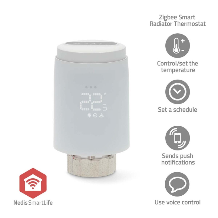 Nedis SmartLife Patteritermostaatti | Zigbee 3.0 | Paristokäyttöinen | LED | Android™ / IOS ryhmässä KOTI, TALOUS JA PUUTARHA / Älykodit / Älykkäät anturit @ TP E-commerce Nordic AB (C57005)