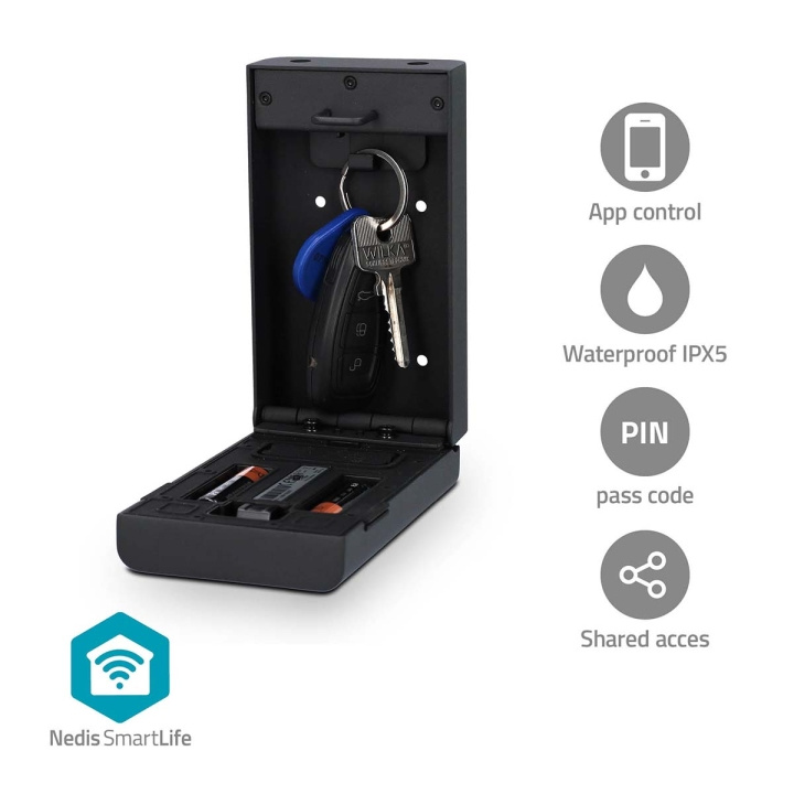 Nedis SmartLife-avainlaatikko | Avainsäilö | Bluetooth® | Ulkokäyttöön | Näppäinlukko | IPX5 | Musta ryhmässä KOTI, TALOUS JA PUUTARHA / Älykodit / Älykodin järjestelmät @ TP E-commerce Nordic AB (C57033)