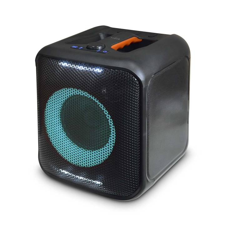 Nedis Bluetooth® Party Speaker | Suurin akun toistoaika: 5 tuntia | 150 W | Kantokahva | Juhlavalot | Linkitettävä | Taajuuskorjain | Musta / Oranssi ryhmässä KODINELEKTRONIIKKA / Ääni & Kuva / Kaiuttimet & Tarvikkeet / Bluetooth-kaiutin / Kannettavat kaiuttimet @ TP E-commerce Nordic AB (C57039)