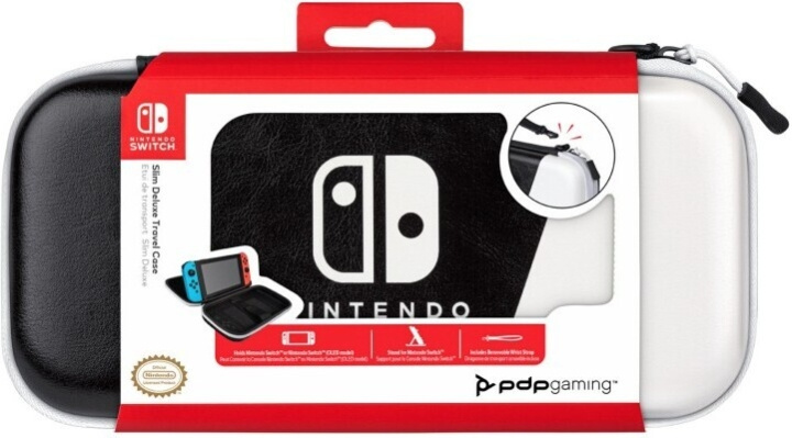 PDP Gaming Slim Deluxe Travel Case Elite – Black/White -suojakotelo, Switch ryhmässä KODINELEKTRONIIKKA / Pelikonsolit & Tarvikkeet / Nintendo Switch / Tarvikkeet @ TP E-commerce Nordic AB (C57275)