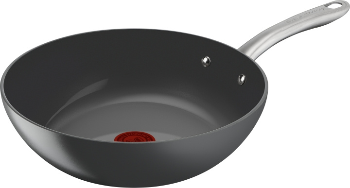 Tefal (RE)NEW+ -wokpannu, 28 cm, keraaminen pinnoite, harmaa ryhmässä KOTI, TALOUS JA PUUTARHA / Keittiövälineet / Paistinpannut @ TP E-commerce Nordic AB (C57456)