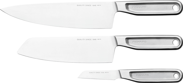 Fiskars All Steel Cook\'s knife set -kokinveitsisetti, kolmiosainen ryhmässä KOTI, TALOUS JA PUUTARHA / Keittiövälineet / Keittiöveitset ja veitsenteroittimet @ TP E-commerce Nordic AB (C57460)