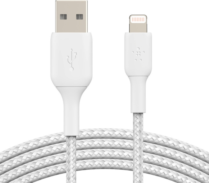 Belkin BOOST CHARGE™ Lightning - USB-A kaapeli punottu, 0,15m, valkoinen ryhmässä ÄLYPUHELIMET JA TABLETIT / Laturit & Kaapelit / Kaapelit / Lightning kaapelit @ TP E-commerce Nordic AB (C57665)