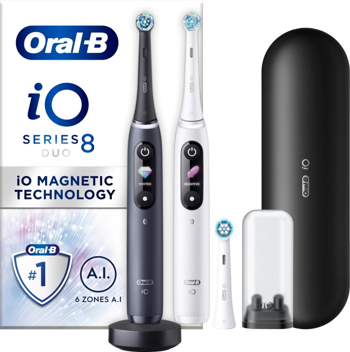 Oral B iO Series 8 Duo Pack -sähköhammasharja, valkoinen / musta ryhmässä KAUNEUS JA TERVEYS / Suunhoito / Sähköhammasharjat @ TP E-commerce Nordic AB (C57803)