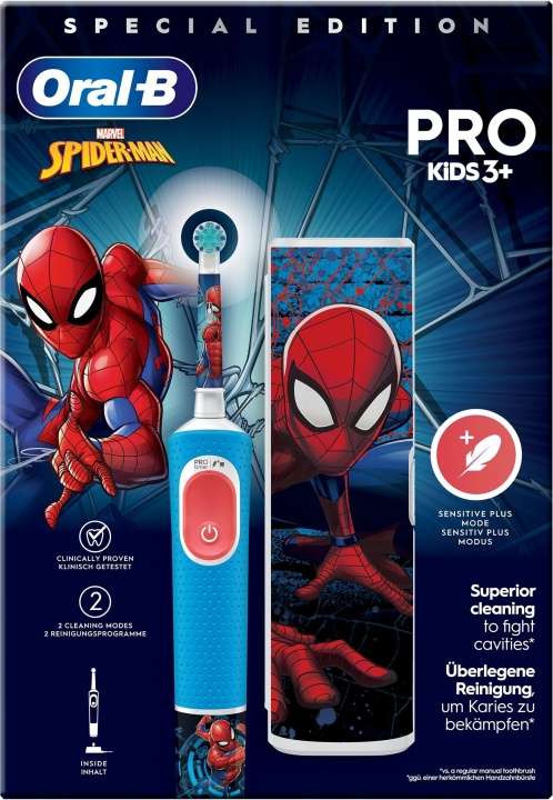 Oral B Vitality Pro Kids Spider-Man -sähköhammasharja ryhmässä KAUNEUS JA TERVEYS / Suunhoito / Sähköhammasharjat @ TP E-commerce Nordic AB (C57817)