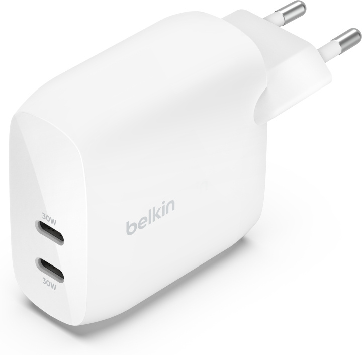 Belkin BoostCharge Pro 2-porttinen USB-C PPS PD 60 W -verkkovirtalaturi ryhmässä ÄLYPUHELIMET JA TABLETIT / Laturit & Kaapelit / Seinälaturi / Seinälaturi Type C @ TP E-commerce Nordic AB (C57821)