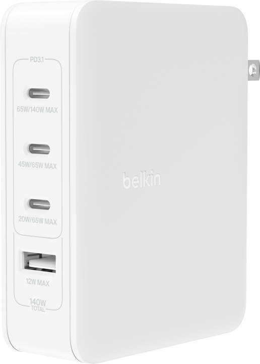 Belkin BoostCharge Pro 4-porttinen GaN 140 W -verkkovirtalaturi ryhmässä ÄLYPUHELIMET JA TABLETIT / Laturit & Kaapelit / Seinälaturi / Seinälaturi Type C @ TP E-commerce Nordic AB (C57822)