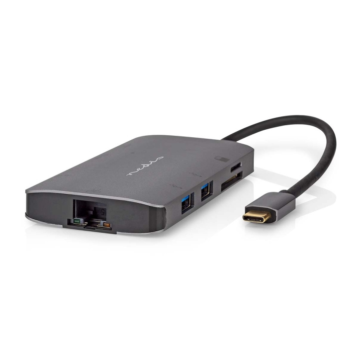 Nedis USB N Moniporttisovitin | USB 3.2 Gen 1 | USB-C™ Uros | HDMI™ Ulostulo / Micro SD / RJ45 Naaras / SD / USB-C™ Naaras / 3x USB-A Naaras | 5 Gbps | 0.20 m | Pyöreä | Kullattu | PVC | Antrasiitti | Laatikko ryhmässä TIETOKOONET & TARVIKKEET / Kannettavat tietokoneet & tarvikkeet / Telakka @ TP E-commerce Nordic AB (C57841)