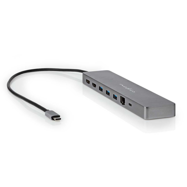 Nedis USB N Moniporttisovitin | 10-in-1 | USB 3.2 Gen 1 | USB-C™ Uros | Micro SD / RJ45 Naaras / SD / 2x HDMI™ / 2x USB-C™ / 3x USB-A Naaras | 0.40 m | Pyöreä | Kullattu | TPE | Antrasiitti | Laatikko ryhmässä TIETOKOONET & TARVIKKEET / Kannettavat tietokoneet & tarvikkeet / Telakka @ TP E-commerce Nordic AB (C57843)
