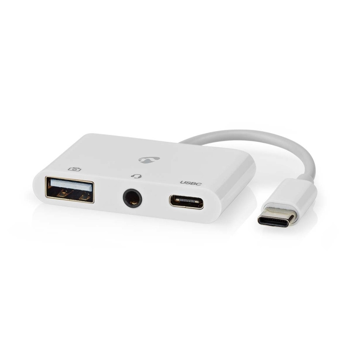 Nedis USB N Moniporttisovitin | 3-in-1 | USB 2.0 | USB-C™ Uros | USB-A Naaras / USB-C™ Naaras / 3.5 mm naaras | 480 Mbps | 0.10 m | Pyöreä | Niklattu | PVC | Valkoinen | Laatikko ryhmässä TIETOKOONET & TARVIKKEET / Tietokonetarvikkeet / USB-telakat @ TP E-commerce Nordic AB (C57851)
