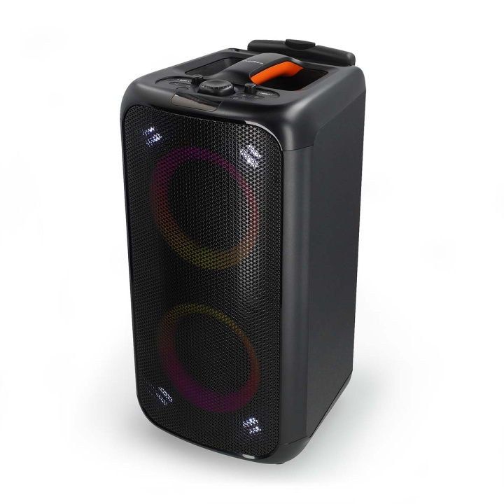 Nedis Bluetooth® Party Speaker | Suurin akun toistoaika: 5 tuntia | 240 W | Kantokahva | Juhlavalot | Taajuuskorjain | Musta / Oranssi ryhmässä KODINELEKTRONIIKKA / Ääni & Kuva / Kaiuttimet & Tarvikkeet / Bluetooth-kaiutin / Kannettavat kaiuttimet @ TP E-commerce Nordic AB (C57896)