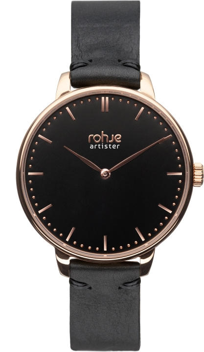 Rohje Artister Classic Black -rannekello, 36 mm, nahkaranneke ryhmässä URHEILU, VAPAA-AIKA JA HARRASTUS / Tarvikkeet / Kellot @ TP E-commerce Nordic AB (C57994)