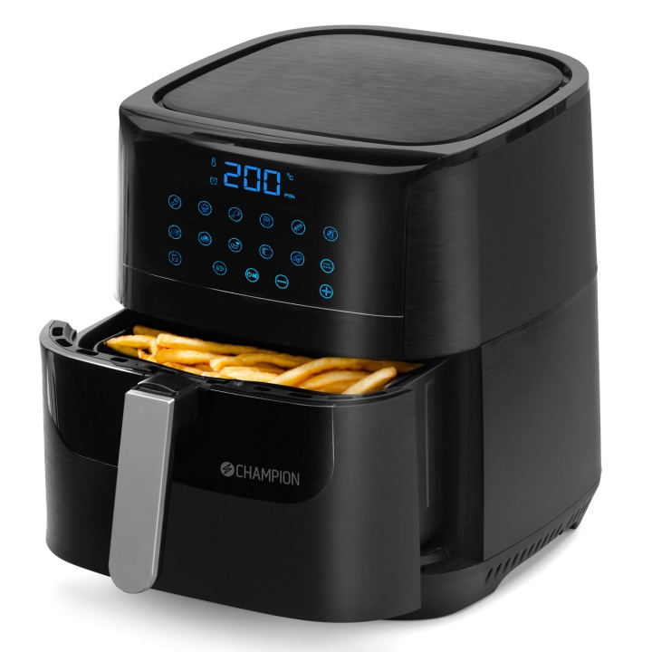 Champion Air Fryer XL Ceramic 5,5L 1800W AF600 Svart ryhmässä KOTI, TALOUS JA PUUTARHA / Kodinkoneet / Airfryers ja rasvakeittimet @ TP E-commerce Nordic AB (C58100)