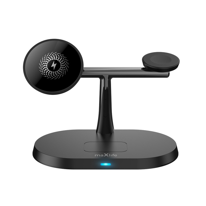 Maxlife MXWC-03 - 3-in-1 langaton latausasema, 15W, musta ryhmässä ÄLYPUHELIMET JA TABLETIT / Laturit & Kaapelit / Telakointiasemat @ TP E-commerce Nordic AB (C58435)