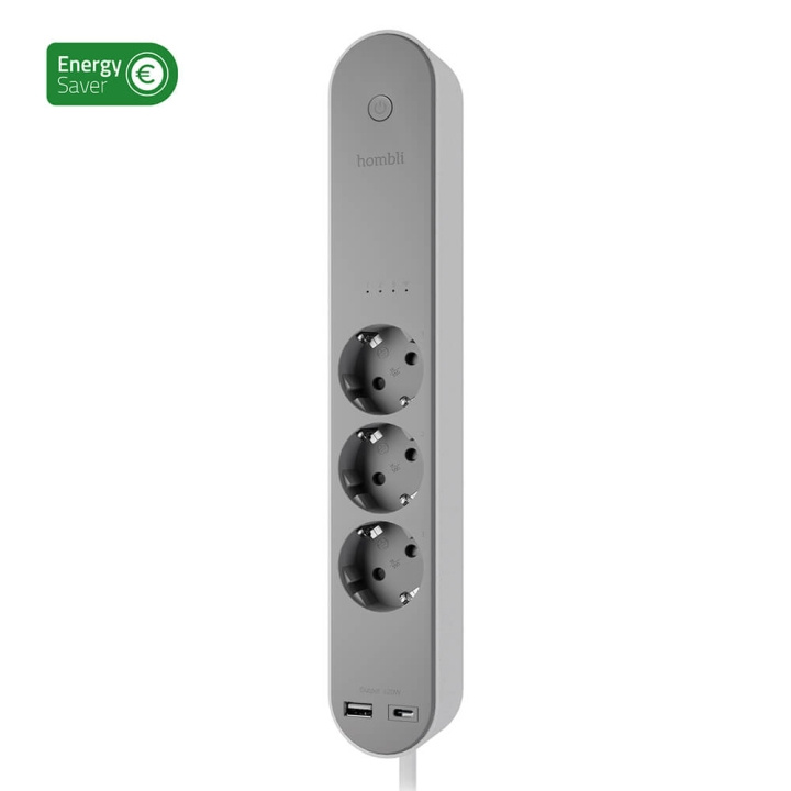 Hombli Smart Power Strip 3-way Grey USB-C & USB-A ryhmässä KOTI, TALOUS JA PUUTARHA / Älykodit / Älykkäät anturit @ TP E-commerce Nordic AB (C58576)