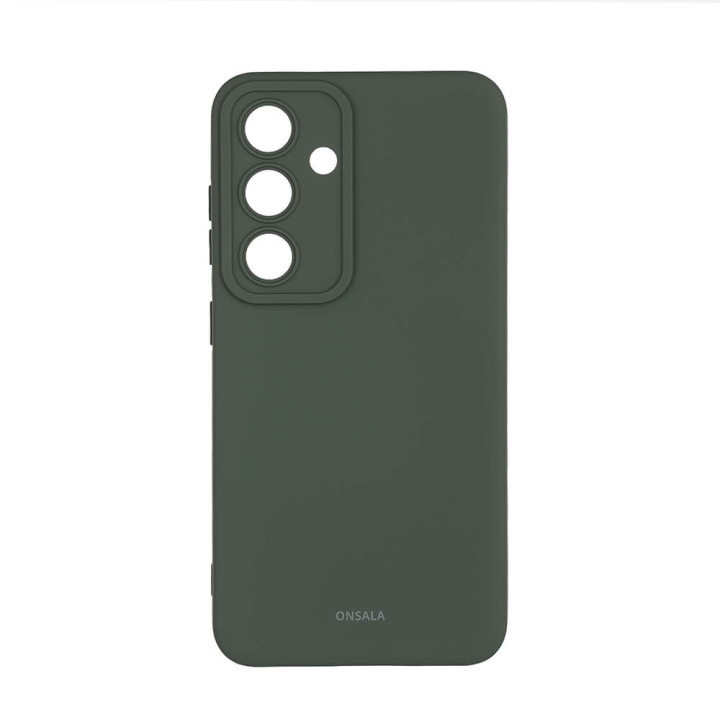 Onsala Backcover Sil Touch Samsung S24 5G Olive Green ryhmässä ÄLYPUHELIMET JA TABLETIT / Puhelimen suojakotelo / Samsung @ TP E-commerce Nordic AB (C58610)