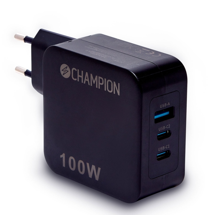 Champion Laddare 100W PD / QC Svart ryhmässä ÄLYPUHELIMET JA TABLETIT / Laturit & Kaapelit / Seinälaturi / Seinälaturi Type C @ TP E-commerce Nordic AB (C58658)