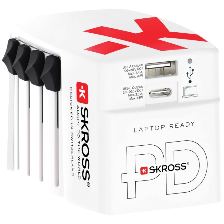 SKROSS World USB Charger AC45PD USB-C PD + USB-A 45W ryhmässä KOTI, TALOUS JA PUUTARHA / Sähkö & Valaistus / Matkasovittimet @ TP E-commerce Nordic AB (C58666)