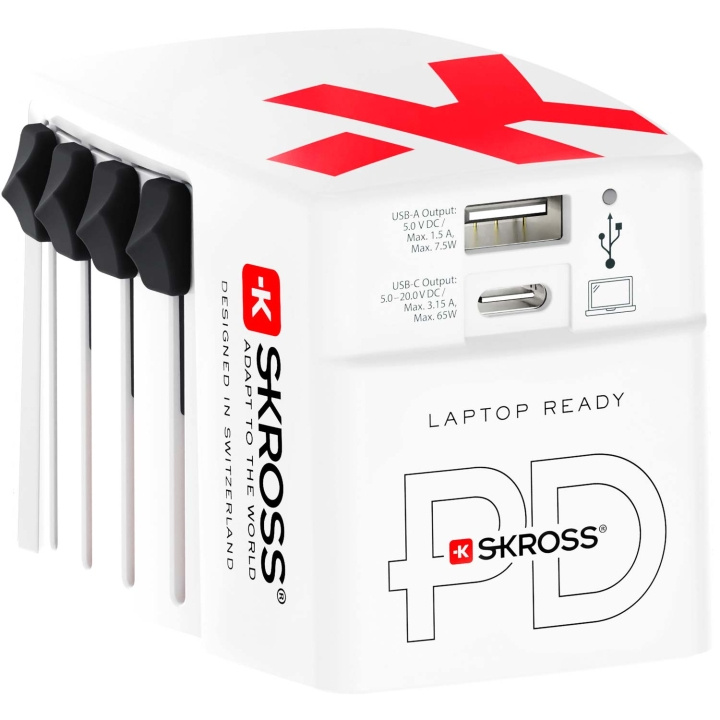 SKROSS World USB Charger AC65PD USB-C PD + USB-A 65W ryhmässä KOTI, TALOUS JA PUUTARHA / Sähkö & Valaistus / Matkasovittimet @ TP E-commerce Nordic AB (C58667)