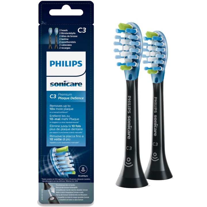 Philips Borsthuvud Sonicare C3 Premium Plaque 2st Black HX9042/33 ryhmässä KAUNEUS JA TERVEYS / Suunhoito / Sähköhammasharjat Tarvikkeet @ TP E-commerce Nordic AB (C58965)