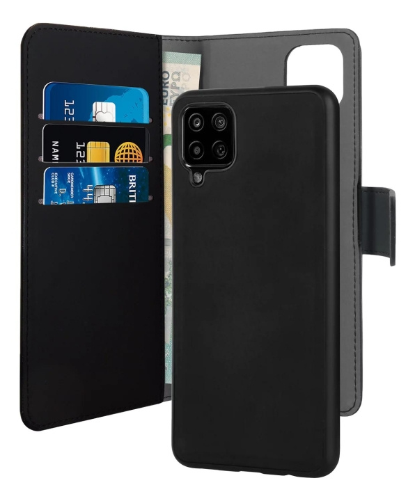 Puro Samsung Galaxy A12 Wallet Detachable, black ryhmässä ÄLYPUHELIMET JA TABLETIT / Puhelimen suojakotelo / Samsung @ TP E-commerce Nordic AB (C59240)