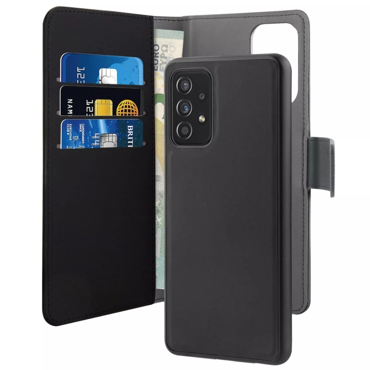 Puro Samsung Galaxy A72 5G Wallet Detachable, black ryhmässä ÄLYPUHELIMET JA TABLETIT / Puhelimen suojakotelo / Samsung @ TP E-commerce Nordic AB (C59242)